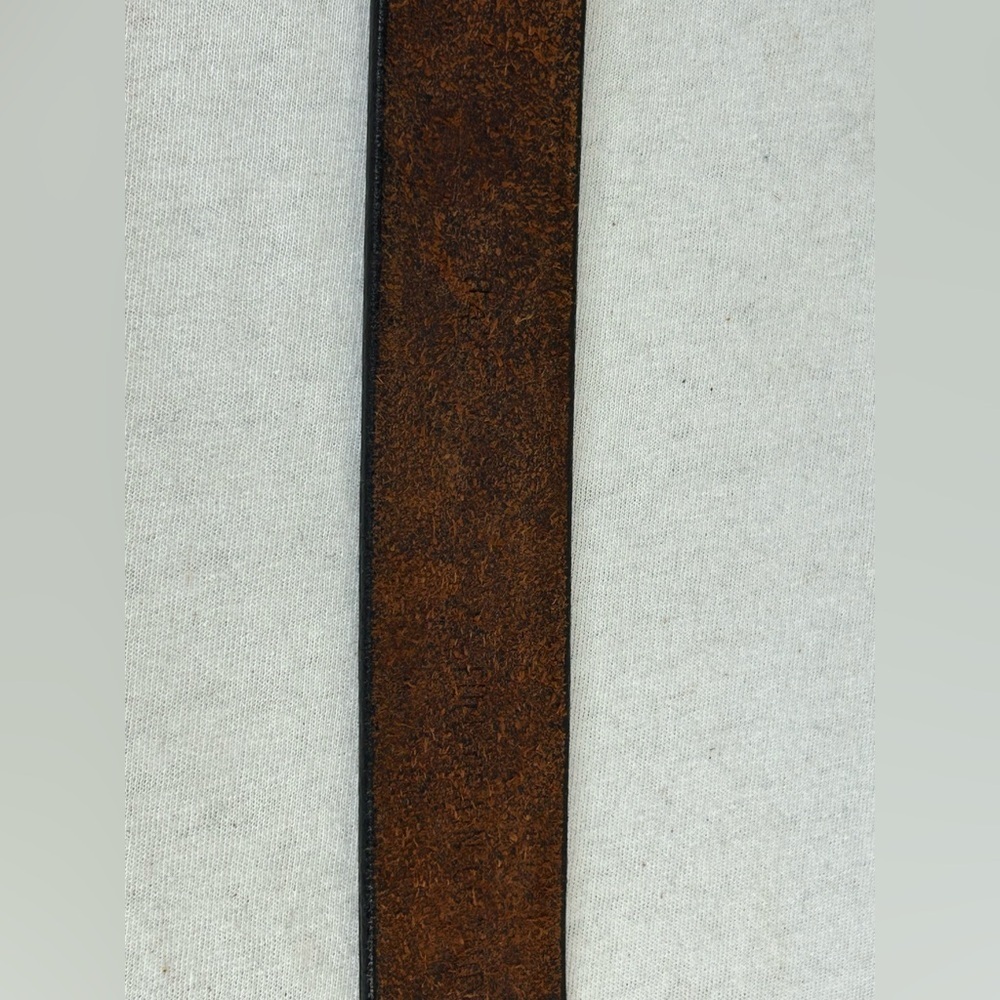 Vintage Brown Leather Belt with Brass Buckle Braided Accent Size 36/38 Mens - Picture 8 of 12